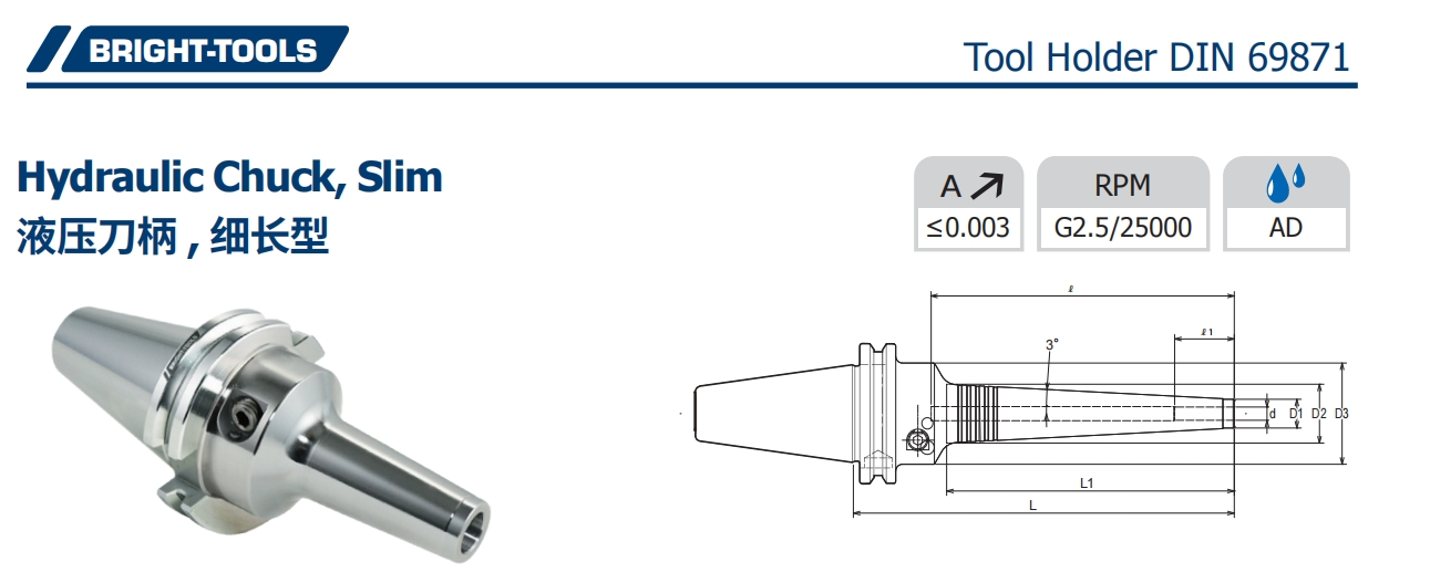 ESPECIFICAÇÃO DE SK Chuck Hidráulico, Slim