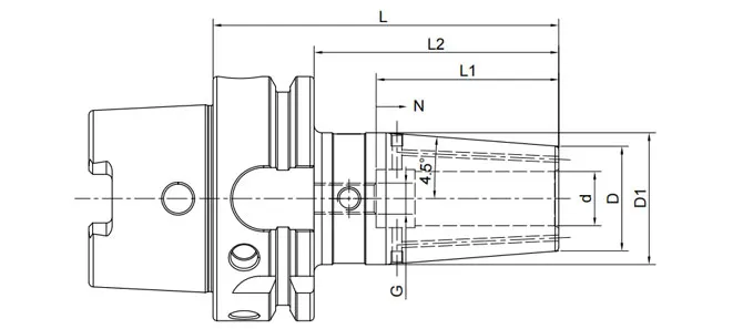 ESPECIFICAÇÕES DO MANDRIL DE AJUSTE POR CONTRAÇÃO HSK-A 4,5°, REFRIGERANTE
