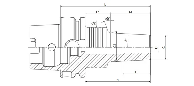ESPECIFICAÇÃO DO MANDRIL DE CONTRAÇÃO HSK-A 3° SLIM FORM B