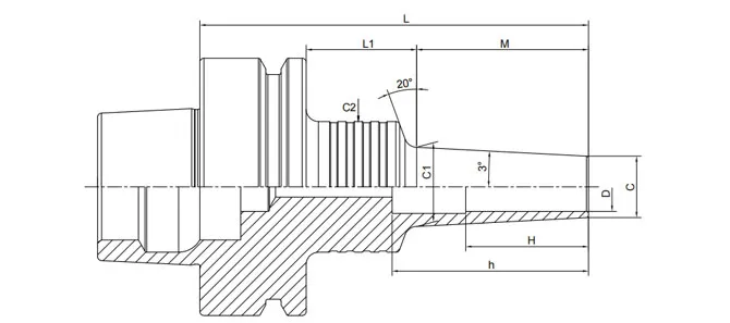 ESPECIFICAÇÃO DO MANDRIL DE CONTRAÇÃO HSK-F 3° SLIM FORM A