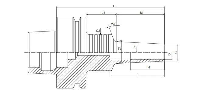 ESPECIFICAÇÕES DO MANDRIL DE CONTRAÇÃO HSK-F 3° SLIM FORM B