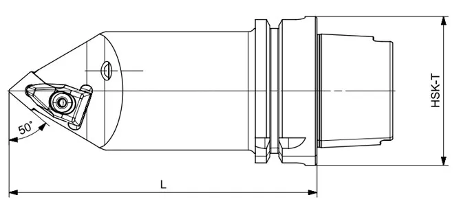 Especificação da ferramenta de torneamento HSK-T DCMNN 50°/80°/50°