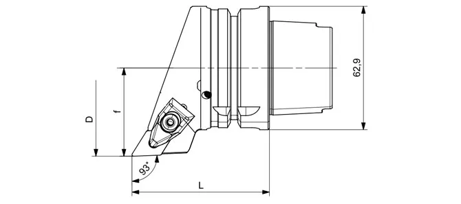 ESPECIFICAÇÃO DA FERRAMENTA DE TORNEAMENTO HSK-T DDJNR | DDJNL 55°/93°