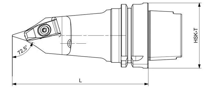 ESPECIFICAÇÃO DA FERRAMENTA DE TORNEAMENTO HSK-T DVVNN 72,5°/35°/72,5°