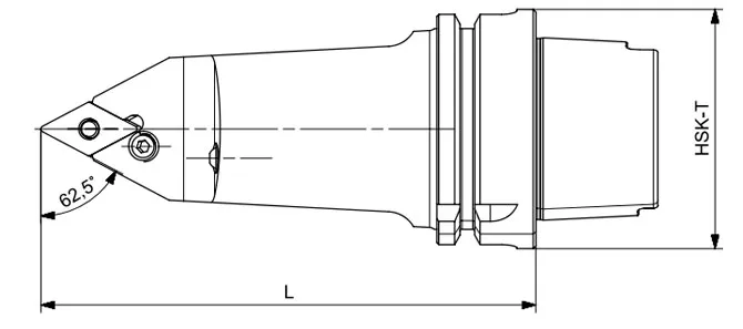ESPECIFICAÇÃO DA FERRAMENTA DE TORNEAMENTO HSK-T PDNNN 62,5°/55°/62,5°