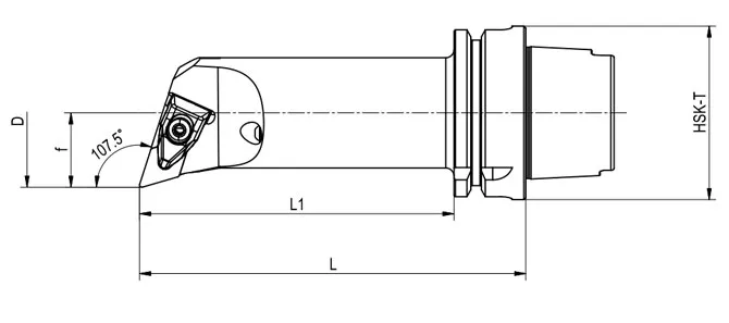 ESPECIFICAÇÕES DA FERRAMENTA DE TORNEAMENTO HSK-T DDQNR | DDQNL 107,5°/55°, LONGA