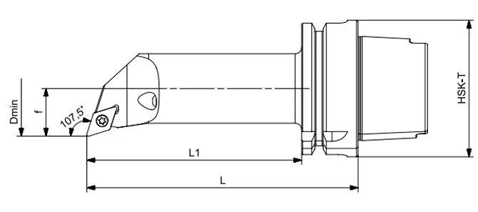 ESPECIFICAÇÃO DA FERRAMENTA DE TORNEAMENTO HSK-T LONGA SDQCR | SDQCL 107,5°/55°