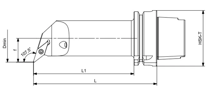 ESPECIFICAÇÃO DA FERRAMENTA DE TORNEAMENTO HSK-T LONGA SVQCR | SVQCL 107,5°/55°