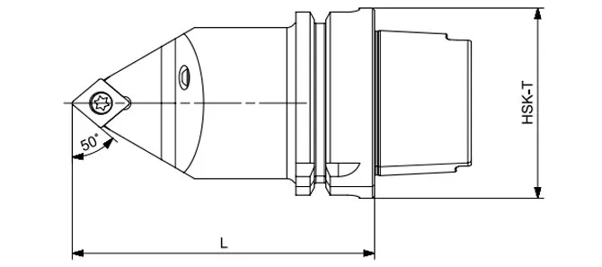 ESPECIFICAÇÃO DA FERRAMENTA DE TORNEAMENTO HSK-T SCMCN 50°/80°/50°